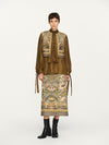 INTO THE EAST 25 Autumn/Winter Moss Green Lace-Up Silk Top/Spliced Layered Silk Skirt ITE-E1DGAW002GR20TP-LV Top